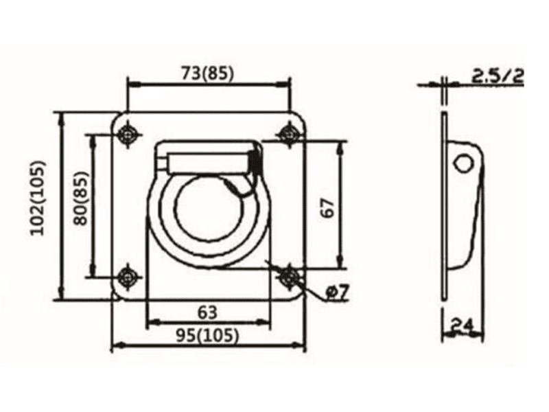 Heavy Duty Stainless Steel Recessed Tie Down - 6