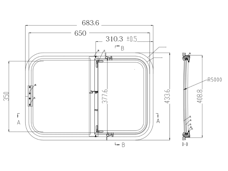 Curved Sliding Van Window - 9