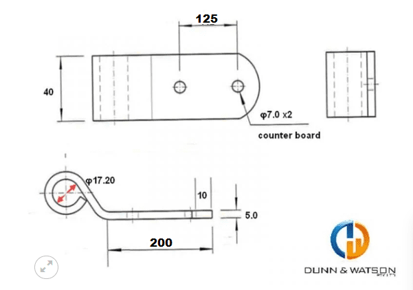 Black Strap Hinge Dimensions