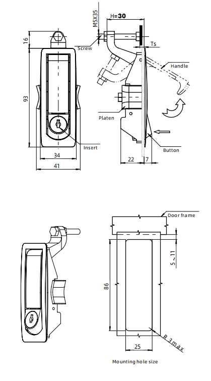 Slimline Compression Lock - Black - 1