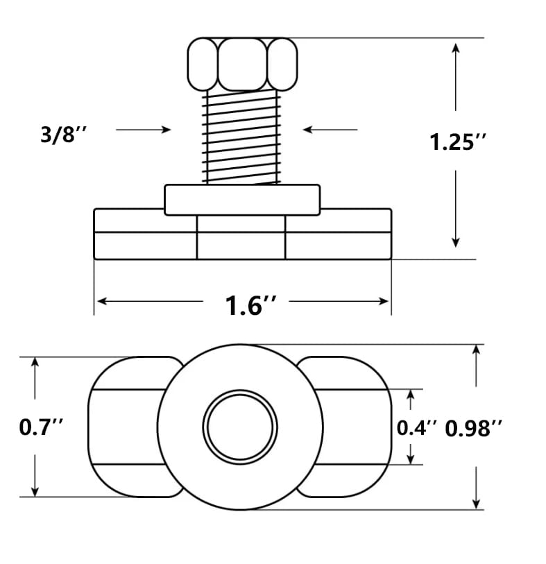 Anchor Track Double Stud M8 Bolt Tie Down Attachment
