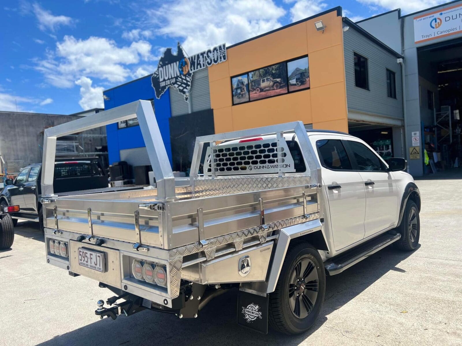 Dunn And Watson Rear Window Protector, Single Rope Rail Toolbox And Chrome Whale Tails On Customers 4wd Ute