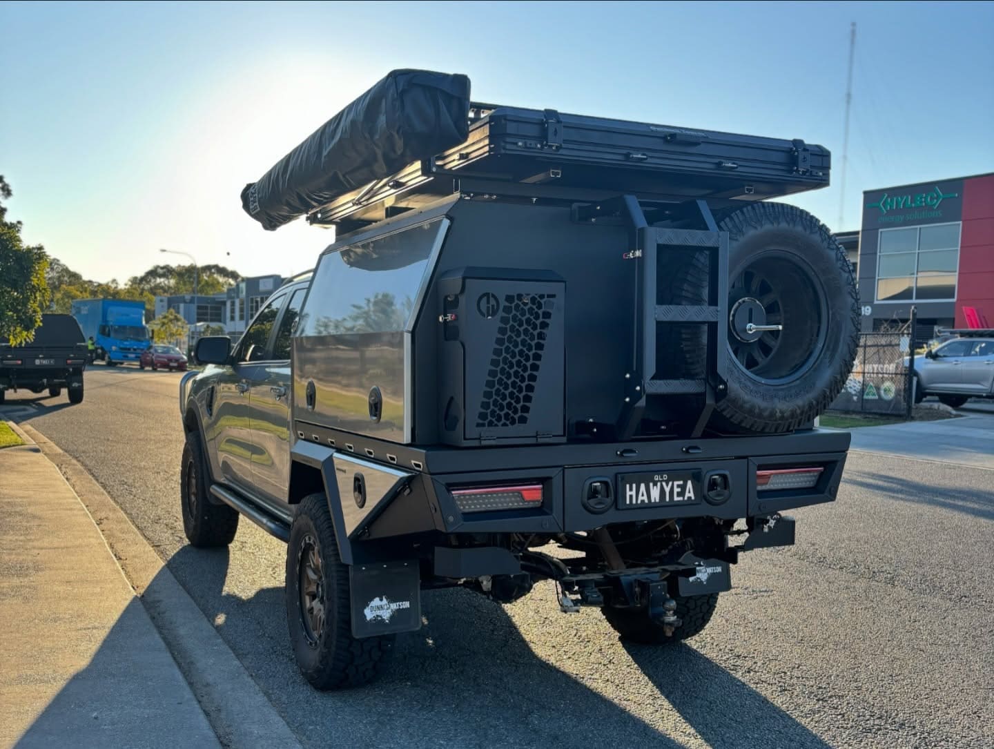 Dunn And Watson 4wd Canopy Ladder And Tilting Jerry Can Holder On 4wd Ute Tray And Canopy