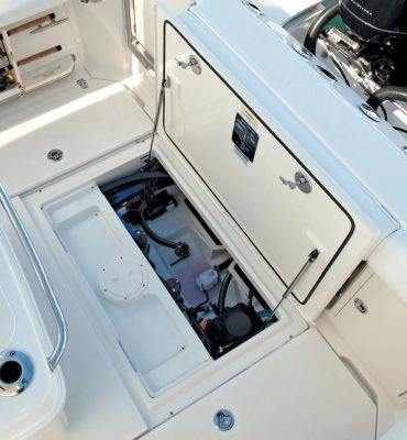 Stainless Steel Gas Struts On A Marine Hatch