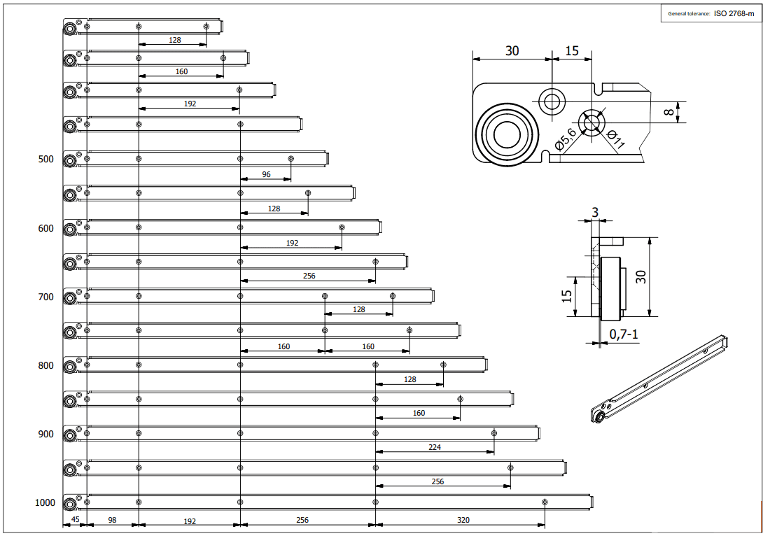 100kg Stainless Steel Base Mount Dimensions Hole Centers Outer Track