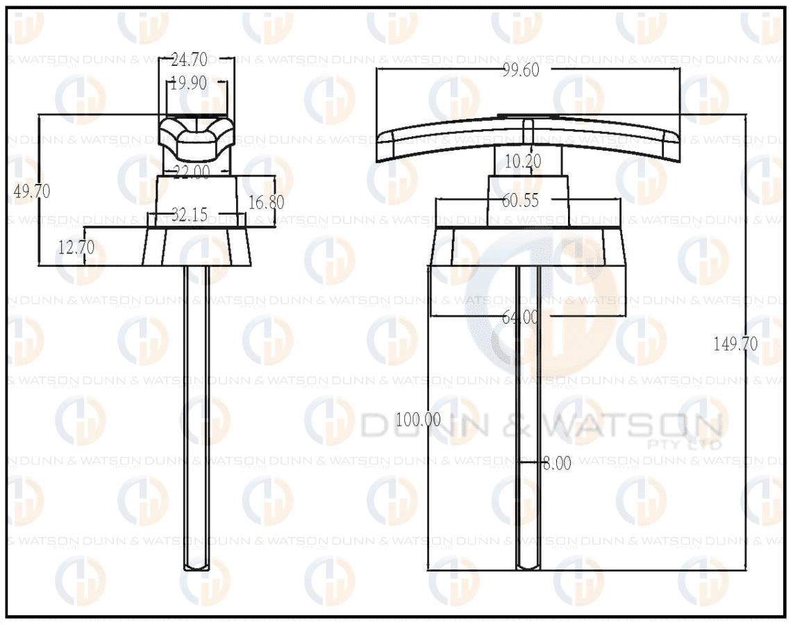 Front Fixing 'T' Handle - Chrome - 10