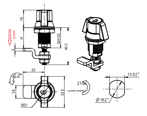 Key Locking Compression Coin Lock A6089 3111