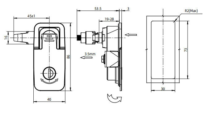 Caravan Access Door Twist Lock A7101