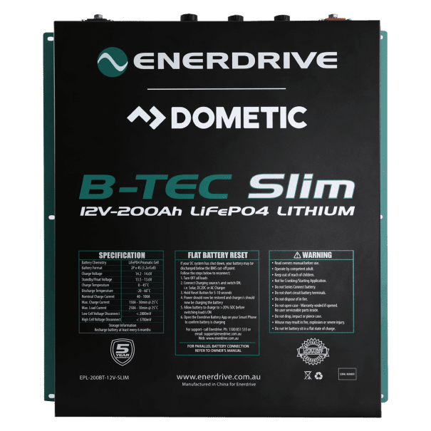 200Ah Slimline Lithium Battery Enerdrive B-TEC 12V - 1